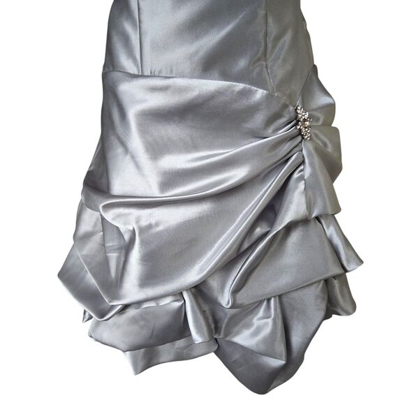 VTG Gunne Sax Silver Metallic Strapless Ruched Mini Dress 80s Y2K Glam Hoco Prom - Picture 3 of 11